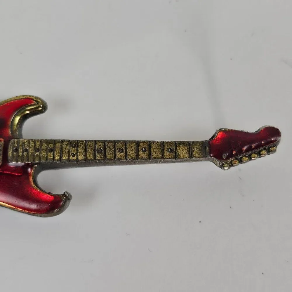 Belt Buckle Electric Guitar Red Enamel VTG 80s The Great American Buckle Company